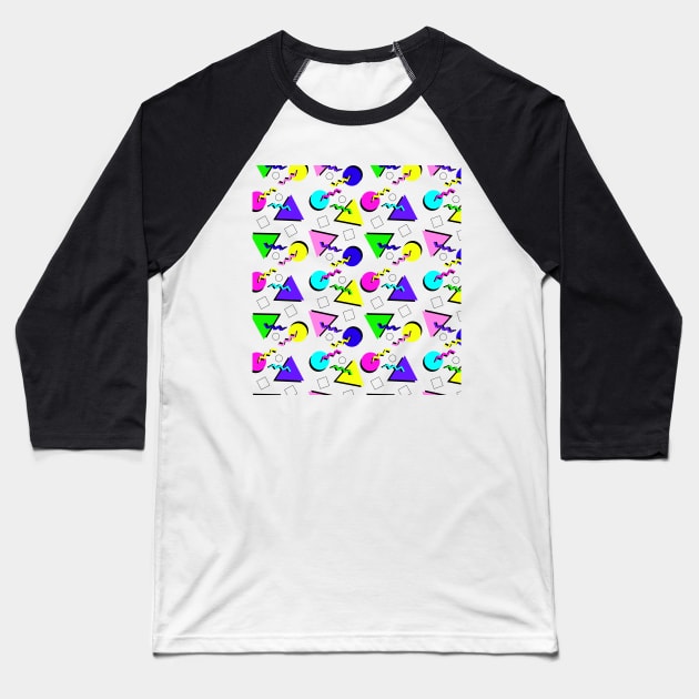 90s Retro Geometric Pattern Baseball T-Shirt by lodesignshop